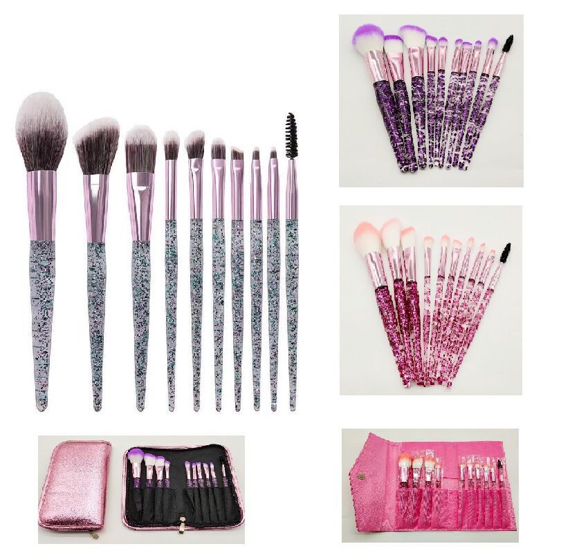 Set de 10 Piezas de Brochas de Maquillaje para Belleza y Difuminado
