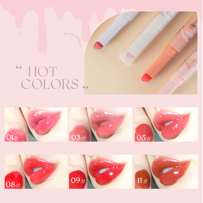 FLORTTE Love Stick | Lápiz Labial Primer Beso con Espejo | 12 Tonos