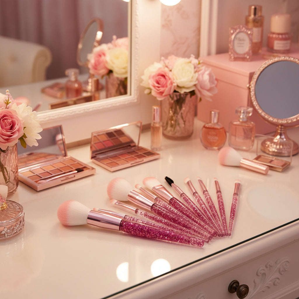 Set de 10 Piezas de Brochas de Maquillaje para Belleza y Difuminado