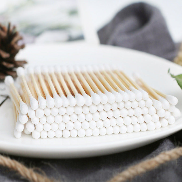 200 bastoncillos de algodón y bambú para maquillaje y limpieza de oídos