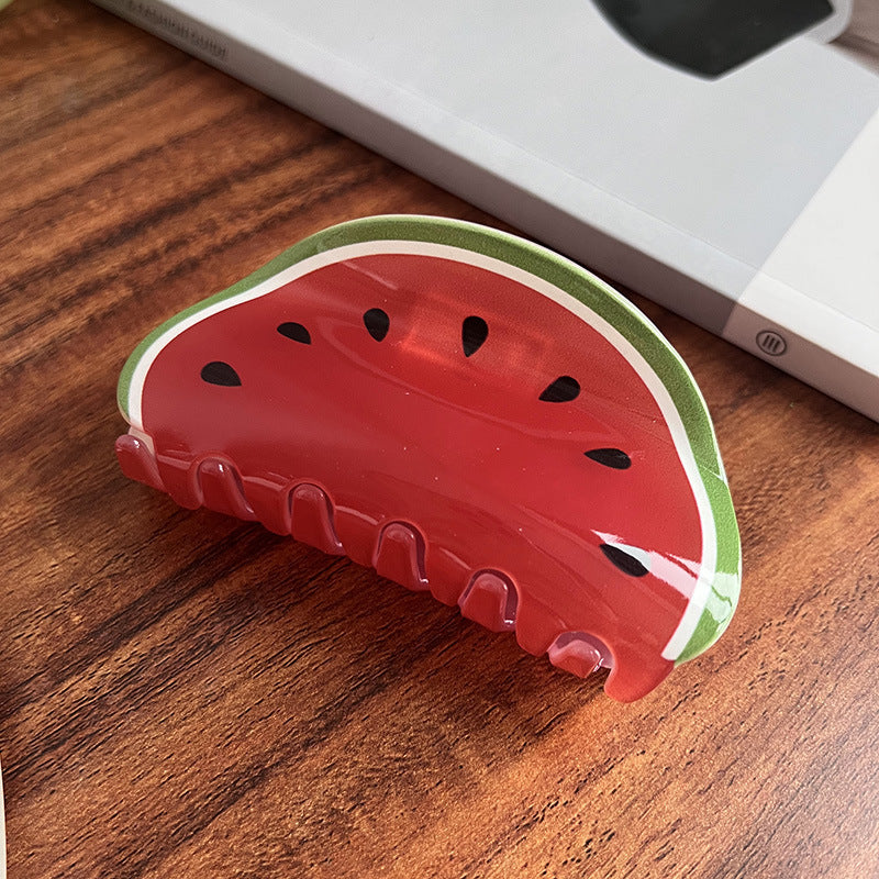 Pinza de pelo acrílica con diseño de frutas para mujer (estilo veraniego)