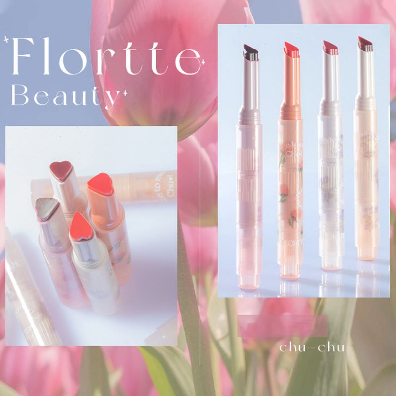 FLORTTE Love Stick | Lápiz Labial Primer Beso con Espejo | 12 Tonos