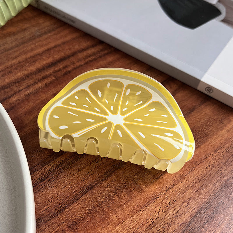 Pinza de pelo acrílica con diseño de frutas para mujer (estilo veraniego)